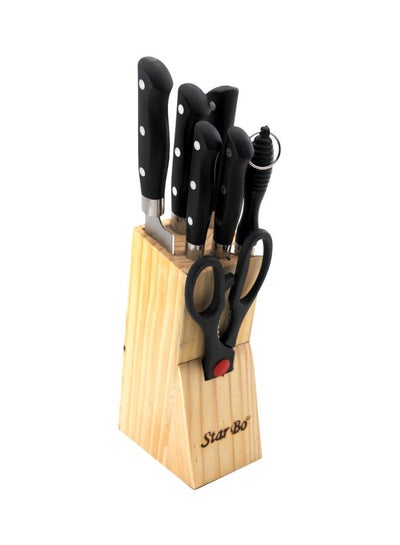 Buy 8-Piece Kitchen Knife And Scissor Set Black/Silver in Saudi Arabia