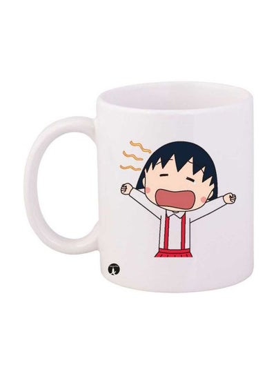 Buy Durable Heat-Resistant Thick Wall Designed Ergonomic Handled Anime Chibi Maruko Chan Printed Mug White/Black/Red in Saudi Arabia