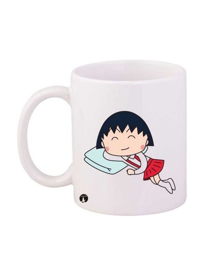 Buy Durable Heat-Resistant Thick Wall Designed Ergonomic Handled Anime Chibi Maruko Chan Printed Mug White/Black/Red in Saudi Arabia