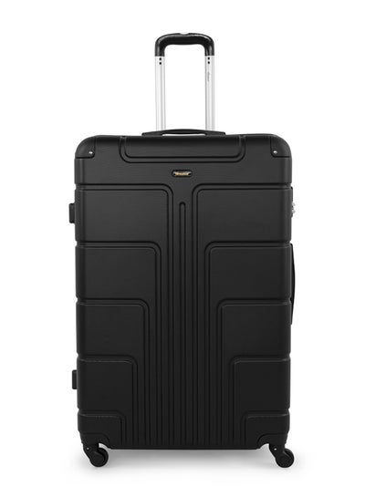 اشتري Hard Case Travel Bag Large Checked Luggage Trolley ABS Lightweight Suitcase with 4 Spinner Wheels A1012 Black في الامارات