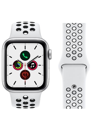 Buy Silicone Replacement Band For Apple iWatch All Series Compatible with 41mm/40mm/38mm White/Black in Saudi Arabia