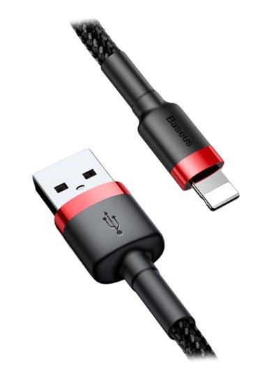 Buy USB to Lightning Charging Cable Cafule Nylon Braided High-Density Quick Charge Compatible for iPhone 13 12 11 Pro Max Mini XS X 8 7 6 5 SE iPad (2 Meter) Red/Black in UAE