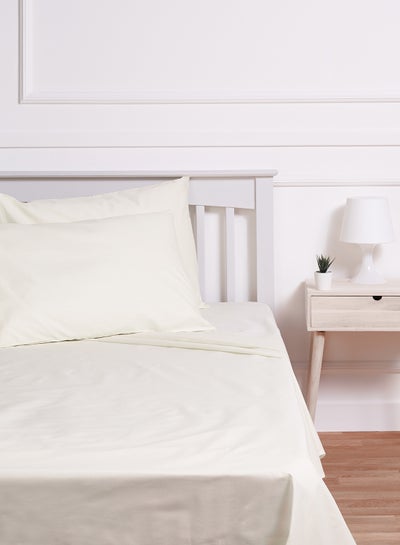 Buy Solid Dyed Bedsheet Set cotton_blend Off White Double in UAE