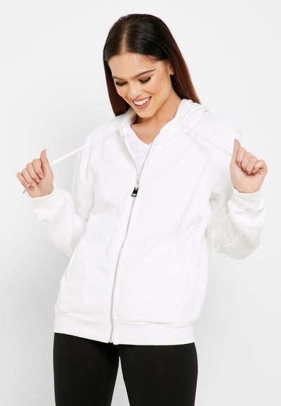 Buy Essential Zip Through Hoodie White in UAE