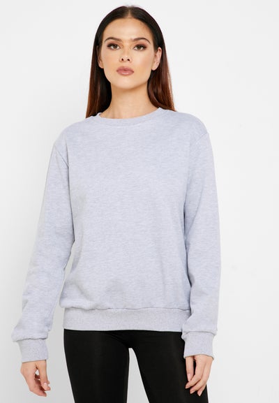 Buy Essential Crew Neck Sweatshirt Grey in Saudi Arabia