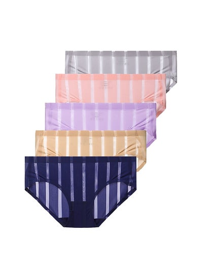 Buy 5-Piece Comfy Elastic Briefs Multicolour in UAE