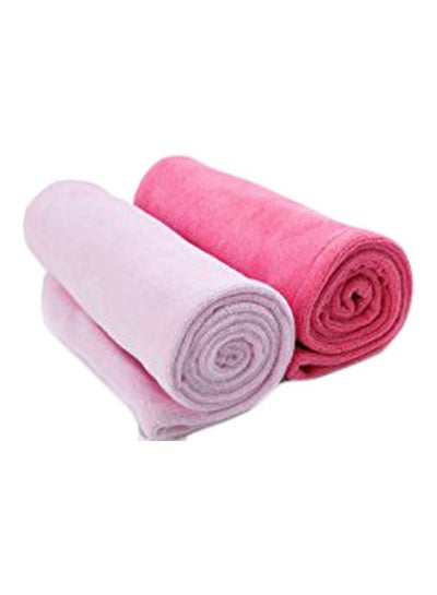 Buy 2-Piece Microfiber Hair Towel Set Pink 26x10inch in Saudi Arabia