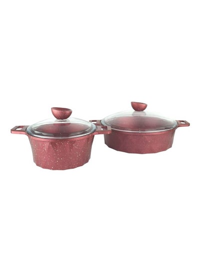 Buy 4-Piece Granite Diamond Cookware Set Brown/Clear in Saudi Arabia