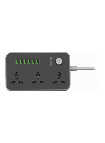 Buy 6 Port USB Hub With Three Power Socket Black/Grey in Saudi Arabia