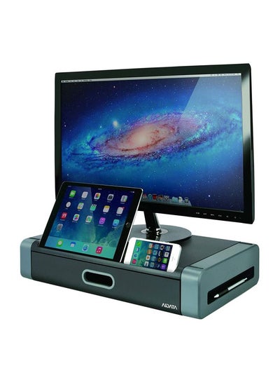 اشتري Deluxe Monitor Stand With Drawer /Grey Black/Grey في السعودية