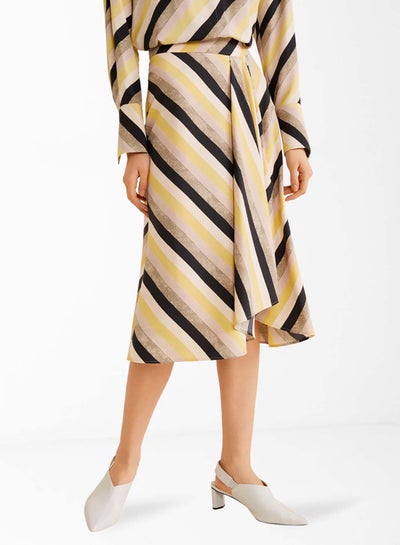 Buy Relaxed Striped Skirt Beige/Black/Yellow in UAE