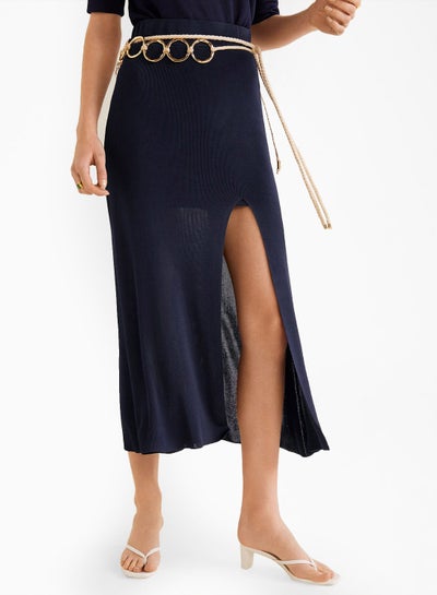 اشتري Maxi Slit Front Skirt Blue في السعودية