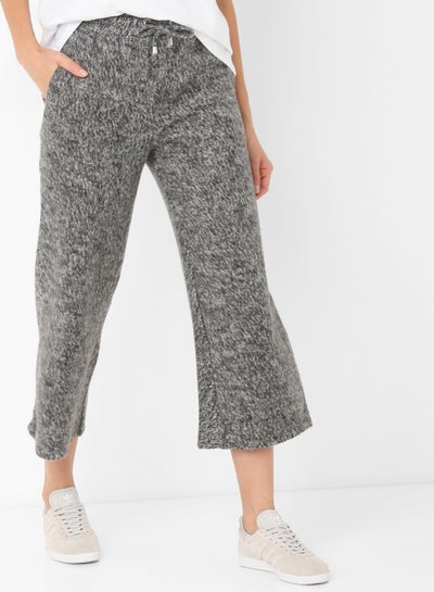 Buy Mid-Rise Drawstring Printed Culottes Grey in UAE