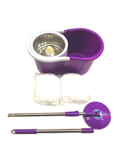 Buy Cleaning Mop With Bucket Purple/White/Silver 60centimeter in UAE