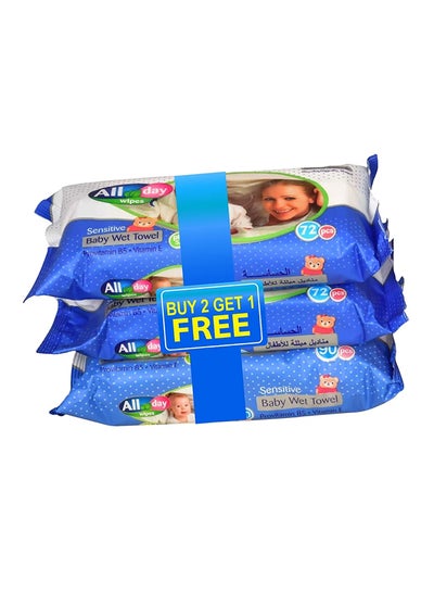 Buy 72-Piece Baby Wet Wipes, Pack of 3 in UAE