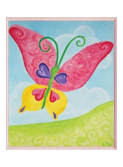 Buy Butterfly Painted Wall Decor Plaque Blue/Red/Green 10x0.5x15inch in UAE