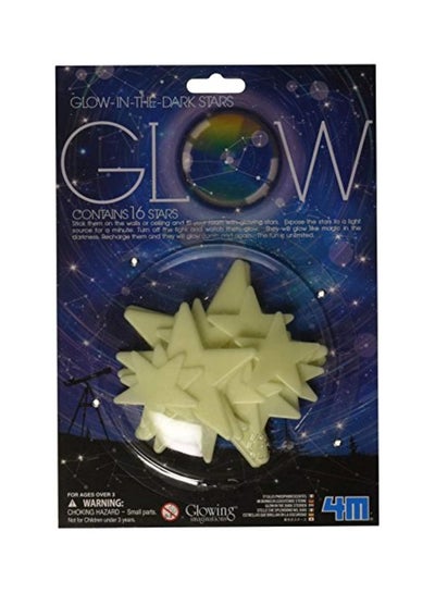 Buy 16-Piece Glow-In-The-Dark Stars Green 7x1x10inch in Egypt