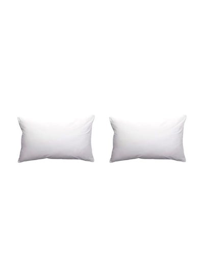 Buy 2-Piece Goose Feather Bed Pillow Cotton White in UAE