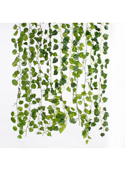 Buy 12-Piece Artificial Hanging Ivy Leaves Green in UAE