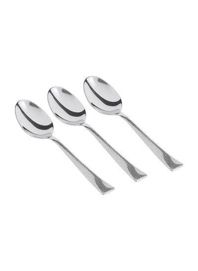 Buy 3-Piece Vivante Printed Dinner Spoon Set silver 14cm in Saudi Arabia