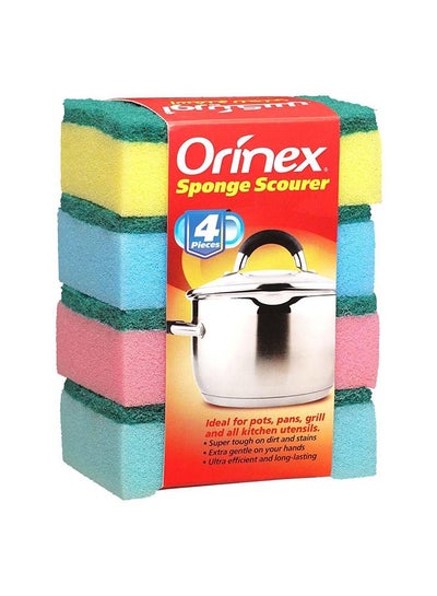 Buy 4 Piece Sponge Scourer Set Multicolour in Saudi Arabia