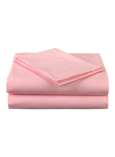 Buy 3-Piece Cotton Percale Bedding Sheet Set Pink 10x10x4inch in UAE