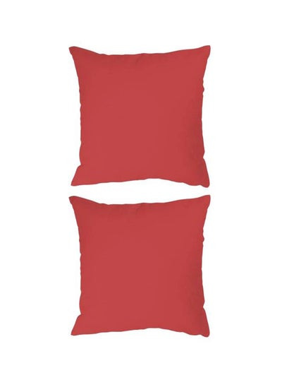 Buy 2- Piece Soft Plain Color Cushion Orange 45x45centimeter in Saudi Arabia