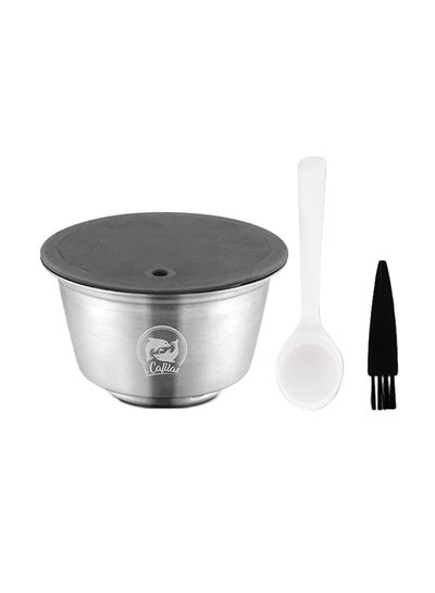 Buy Stainless Steel Reusable Coffee Capsule Cup Filter Set Silver/Black 10 x 6 x 6centimeter in Saudi Arabia