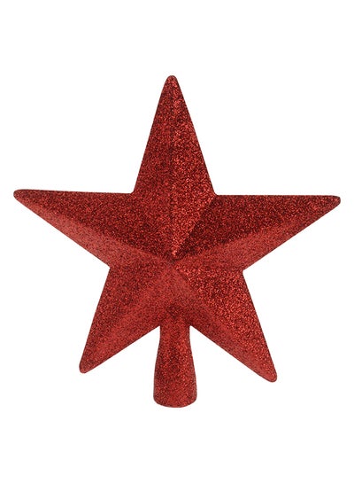 Buy Christmas Treetop Star Glitter Red 19cm in UAE