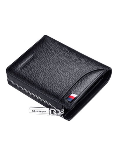Buy Leather Zipper Multifunction Leisure Wallet Black in Saudi Arabia