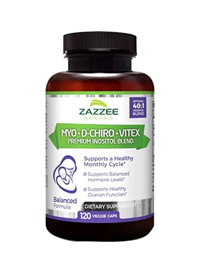 Buy Myo + D-Chiro + Vitex Premium Inositol Blend 500mg Dietary Supplement - 120 Veg Capsules in UAE