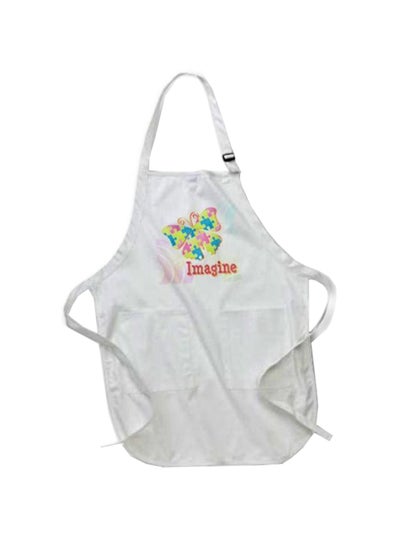 Buy Imagine Autism Awareness Puzzle Pieces Butterfly Design Printed Apron With Pockets White in Egypt