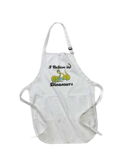 Buy I Believe In Dinosaurs Printed Apron With Pockets White in Egypt