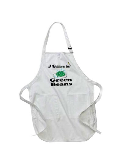 Buy I Believe In Green Beans Printed Apron With Pockets White in Egypt