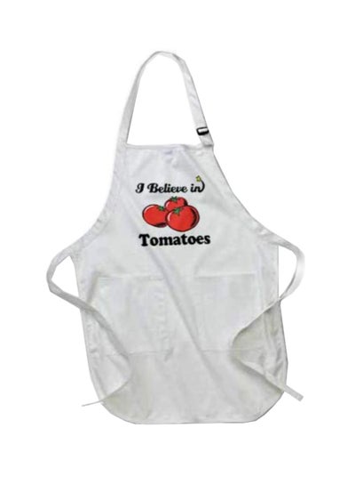 Buy I Believe In Tomatoes Printed Apron With Pockets White in Egypt