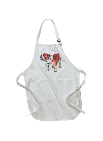 Buy Cute And Cuddly Canine English Bulldog Printed Apron With Pockets White in Egypt