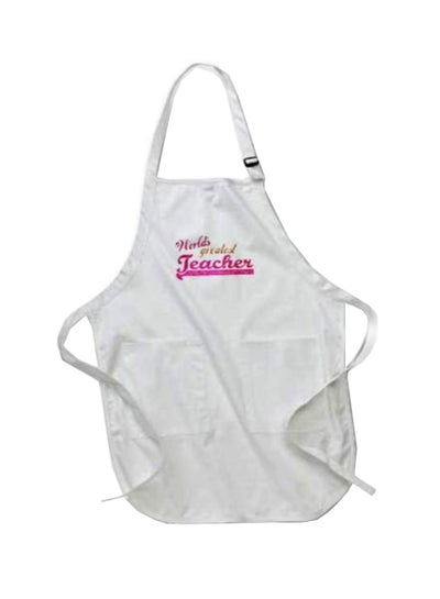 Buy Worlds Greatest Teacher Printed Apron With Pockets White in Egypt