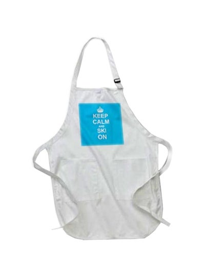 Buy Keep Calm And Ski On Printed Apron With Pockets White in Egypt