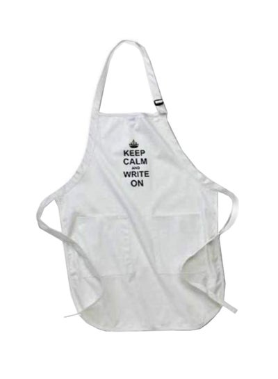 Buy Keep Calm And Write On Printed Apron With Pockets White in Egypt