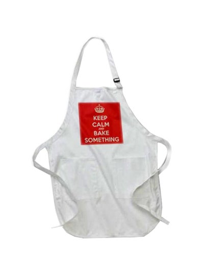 Buy Keep Calm And Bake Something Printed Apron With Pockets White 22 x 30inch in Egypt