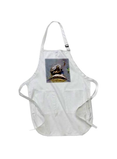 Buy Cute Turtles Posing For The Camera In A Pond Printed Apron With Pockets White 22 x 24inch in Egypt