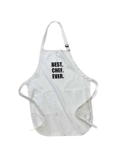 Buy Best Chef Ever  Printed Apron With Pockets White 22 x 30inch in Egypt