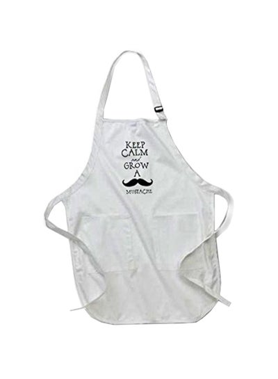 Buy Keep Calm And Grow A Mustache  Printed Apron With Pockets White 22 x 24inch in Egypt