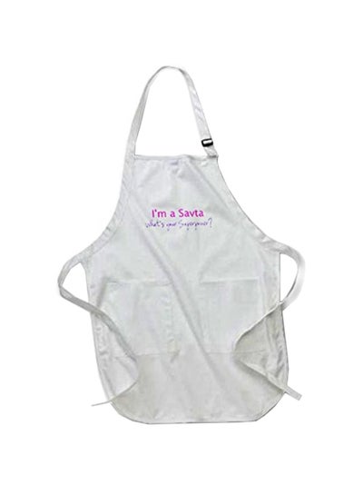 Buy I'm A Savta Whats Your Superpower  Printed Apron With Pockets White 22 x 30inch in Egypt