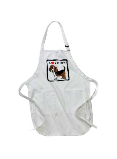 Buy I Love My Beagle Heart Printed Apron With Pockets White 22 x 30inch in Egypt