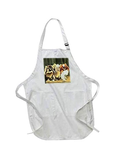 Buy Pekingese Printed Apron With Pockets White 22 x 30inch in UAE