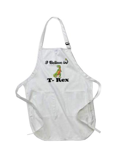 Buy Believe In T-Rex Printed Apron With Pouch Pockets White 22 x 30inch in Egypt