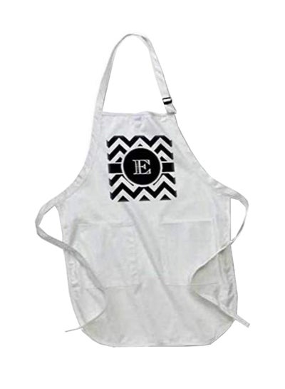 Buy Chevron Monogram Initial E Printed Apron With Pockets White 22 x 24inch in Egypt