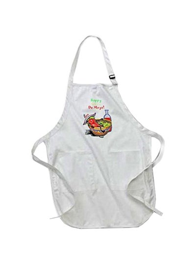 Buy Happy Cinco De Mayo Printed Apron With Pockets White 22 x 24inch in Egypt