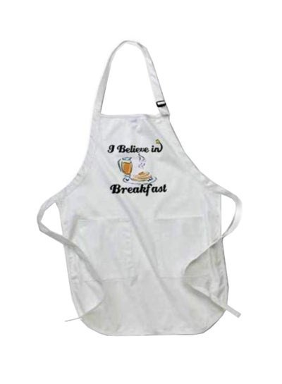 Buy I Believe In Breakfast Printed Apron With Pockets White 22 x 30inch in Egypt